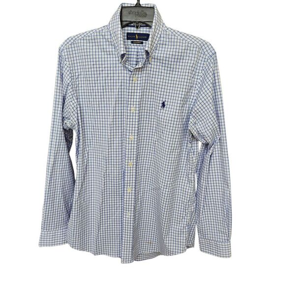 Polo by Ralph Lauren Performance Men's Blue Checkered Shirt Sz Med - Picture 3 of 8